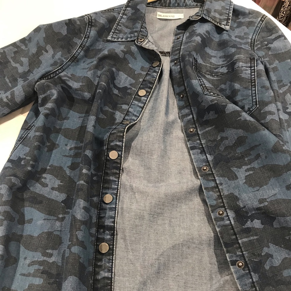 Blue Camo Denim Lightweight Button Up